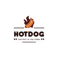 Hotdog and fire vintage emblem hipster logo