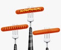 Hotdog on fork Royalty Free Stock Photo