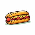 Hotdog hand-drawn illustration.. Hot dog. Vector doodle style cartoon illustration Royalty Free Stock Photo