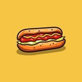 Hotdog hand-drawn illustration.. Hot dog. Vector doodle style cartoon illustration Royalty Free Stock Photo