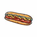 Hotdog hand-drawn illustration.. Hot dog. Vector doodle style cartoon illustration Royalty Free Stock Photo