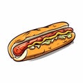 Hotdog hand-drawn illustration.. Hot dog. Vector doodle style cartoon illustration Royalty Free Stock Photo