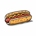 Hotdog hand-drawn illustration.. Hot dog. Vector doodle style cartoon illustration Royalty Free Stock Photo