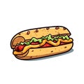 Hotdog hand-drawn illustration.. Hot dog. Vector doodle style cartoon illustration Royalty Free Stock Photo