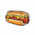 Hotdog hand-drawn illustration.. Hot dog. Vector doodle style cartoon illustration Royalty Free Stock Photo