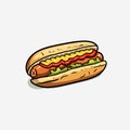 Hotdog hand-drawn illustration.. Hot dog. Vector doodle style cartoon illustration Royalty Free Stock Photo