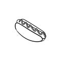 Hotdog hand drawn sketch icon.