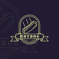 hotdog or hotdogs logo line art simple minimalist vector illustration template icon graphic design. fast food sign or symbol for Royalty Free Stock Photo