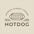 hotdog or hotdogs logo vector line art simple minimalist illustration template icon graphic design. fast food sign or symbol for Royalty Free Stock Photo