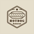 hotdog or hotdogs logo vector line art simple minimalist illustration template icon graphic design. fast food sign or symbol for Royalty Free Stock Photo