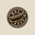 hotdog or hotdogs logo vector line vintage illustration template icon graphic design. fast food sign or symbol for menu or Royalty Free Stock Photo