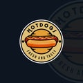 hotdog logo modern vintage vector illustration template icon graphic design. fast food sign or symbol with circle badge and Royalty Free Stock Photo