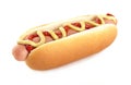 American hotdog with mustard isolated on white Royalty Free Stock Photo