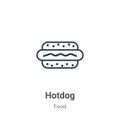 Hotdog outline vector icon. Thin line black hotdog icon, flat vector simple element illustration from editable food concept Royalty Free Stock Photo