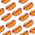 Hotdog repeatable pattern isolated on white background