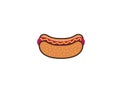 Hotdog sandwich witn sausage and ketchup for logo design