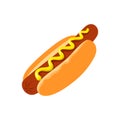 Hotdog. Vector isolated flat illustration fast food for poster, menus, brochure, web and icon fastfood.