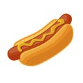 Hotdog. Vector isolated flat illustration for poster menus brochure web and icon Royalty Free Stock Photo