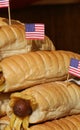 Hotdogs with chips and soft bread pudding with American flag Royalty Free Stock Photo