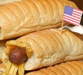 hotdogs with chips and soft bread pudding with American flag