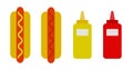 Hotdogs with ketchup and mustard vector flat isolated Royalty Free Stock Photo