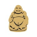 Hotei or Budai, Japanese Netsuke icon, flat style Royalty Free Stock Photo