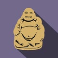 Hotei or Budai, Japanese Netsuke icon, flat style Royalty Free Stock Photo