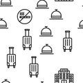 Hotel Accommodation, Room Amenities Vector Seamless Pattern Royalty Free Stock Photo