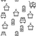 Hotel Accommodation, Room Amenities Vector Seamless Pattern Royalty Free Stock Photo