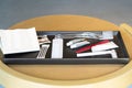 Hotel amenities kit on tray Royalty Free Stock Photo