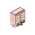 Hotel apartments building isometric style