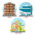 Hotel and aqua or water park, mall, supermarket