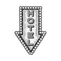 Hotel arrow pointer sketch raster illustration