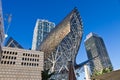 Hotel Arts and Peix sculpture in Port Olimpic, the Olympic village, Barceloneta Beach, Barcelona, Spain Royalty Free Stock Photo