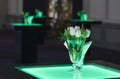 Hotel ballroom with luminous bar tables