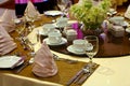 Hotel ballroom table setting and arrangement