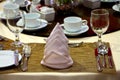 Hotel ballroom table setting and arrangement Royalty Free Stock Photo