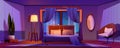 Hotel bedroom interior at night Royalty Free Stock Photo