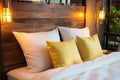 Hotel bedrooms cozy pillow decor adds comfort to the bed