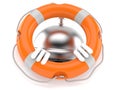 Hotel bell character inside life buoy