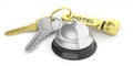 Hotel bell and keys on white background. 3d illustration Royalty Free Stock Photo