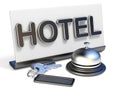 Hotel bell, sign and hotel keys 3D Royalty Free Stock Photo