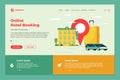 Hotel booking and car sharing online service for vacation tourism landing page template. Travel apartment transport Royalty Free Stock Photo