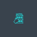 Hotel booking concept blue line icon