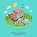 Hotel booking 3d isometric design concept