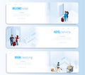 Hotel Services for Travel Vector Banners Set Royalty Free Stock Photo