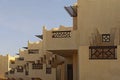 Hotel building in the Arabic style. Architecture in east style. Tropical luxury hotel. Travel and tourism concept