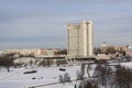 Hotel Building Belarus in district Nemiga in Minsk Royalty Free Stock Photo