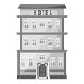 Hotel building icon, gray monochrome style