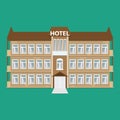 Hotel building icon. Illustrated vector with flat color style.